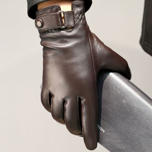 Milechi genuine leather gloves men's winter warm leather gloves for riding motorcycles and driving thin velvet thickened sheepskin gloves black (thin) XL
