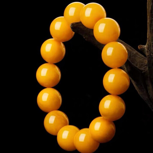 Chuji Lao Fenghuang comes with national inspection natural raw mineral authentic beeswax bracelets for men and women single circle chicken oil yellow old beeswax hands 25 grams bead diameter 14mm (unisex style) approx.