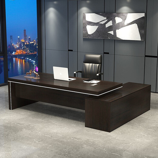 Zimulin boss desk office desk and chair combination simple modern office manager executive desk computer table conference table black walnut color total length 1.8 meters (desktop 2.5cm thick 80cm wide)