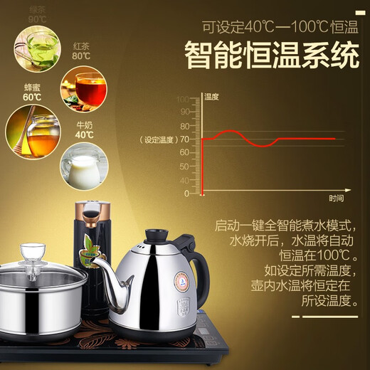 KAMJOVE K9 fully automatic water supply electric kettle tea set set teapot and water boiler all-in-one fully intelligent tea table kettle bright silver 0.9L