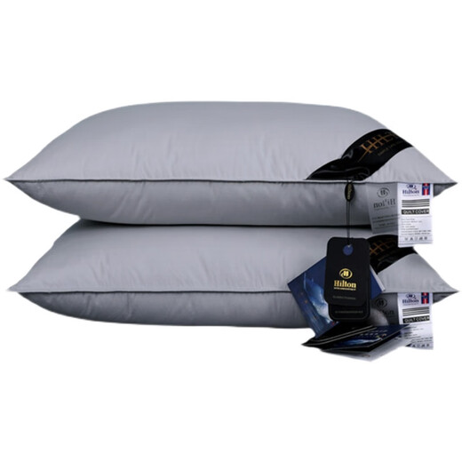 Yukdadi Hilton Down Pillow White Goose Down Pillow Core Five-Star Hotel Pillow Single Men's Pillow Comfortable Imitation Velvet Color Blue (Pair)