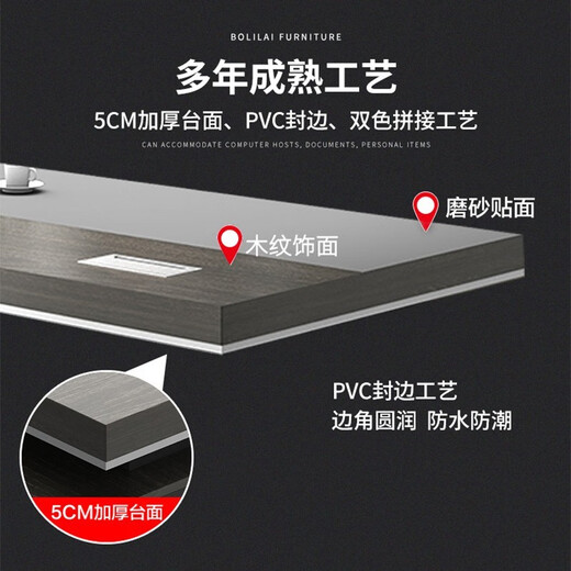 Gongxingtang Office Furniture Boss Desk Office Desk and Chair Combination Modern Simple Supervisor Desk Manager Desk President Desk Computer Desk 2.0 Meter Luxury Boss Desk + Chair + 6-Door Bookcase