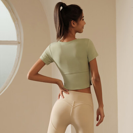 La Nikar short-sleeved tops T-shirt women's yoga sports fitness clothes quick-drying Pilates running training clothes summer-S1164 clear water green XS
