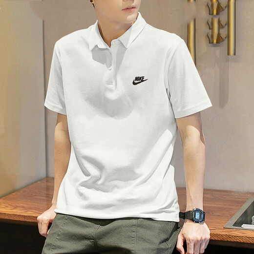 耐克（NIKE）运动套装男两件套 夏纯棉POLO衫翻领短袖T恤跑步健身训练快干短裤 FN3895-100+DV9329-084 L