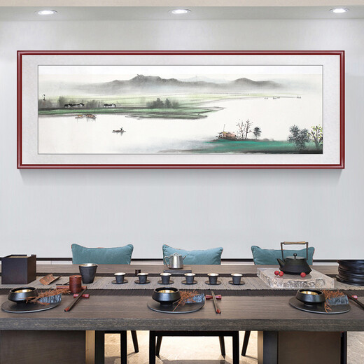 Han'ao famous hand-painted Chinese painting living room decoration painting sofa wall painting study hanging painting ink landscape painting landscape painting office spring framed with solid wood frame 168*58cm