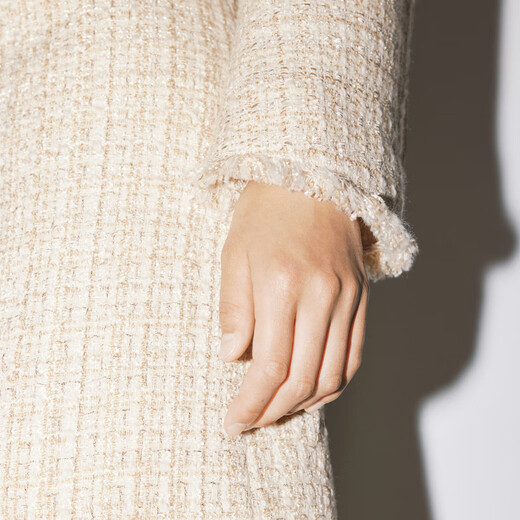 Maimeng MM mall same style 2023 autumn short wool blended light beige small fragrance suit for women light beige bottoms 5E814S541 S