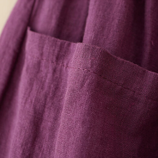 子牧棉麻春秋 女宽松百搭松紧腰七分阔腿裤休闲裤9207 白色 M