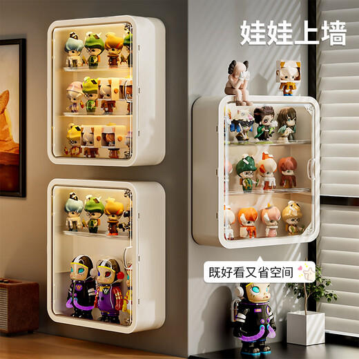 KAMAN blind box storage display rack wall-mounted Bubble Mart display box display wall storage rack large-capacity hand cabinet large white/four layers 1