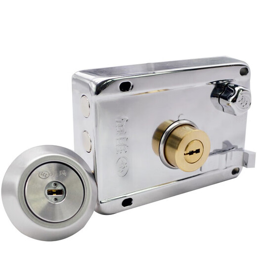 Yuema Exterior door lock Old-style anti-theft door lock Large door Wooden door Iron door lock Double safety lock Super C lock core Anti-plitting and anti-tin foil 750C-698 Left open with edge (C-level lock core)