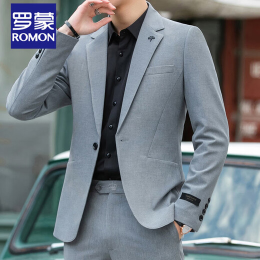 ROMON casual suit men's Korean style trendy ins handsome black small suit jacket top single men's black single top XL (125-135Jin Jin is equal to about 0.5 kg)