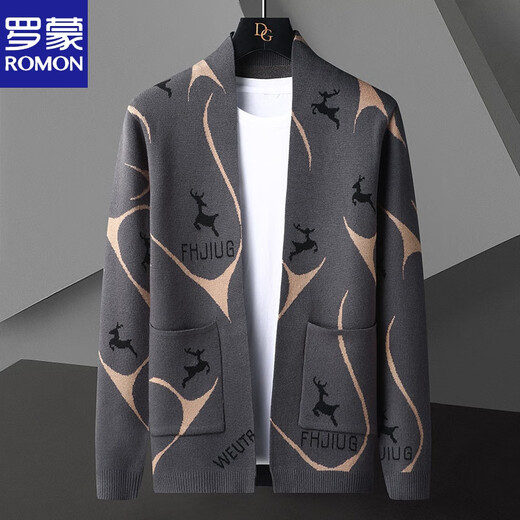 Romon gestrickte Strickjacke für Männer Frühling und Herbst 2025 neuer Stil Pullover Trendy Casom Helloom Frühlingskleidung We9926 Schwarz 4xl