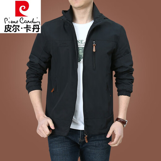 皮尔卡丹（pierre cardin）冲锋外套男秋冬爸爸装夹克户外美式防风防水秋装运动休闲连帽外套 军绿9898 款 加绒 M
