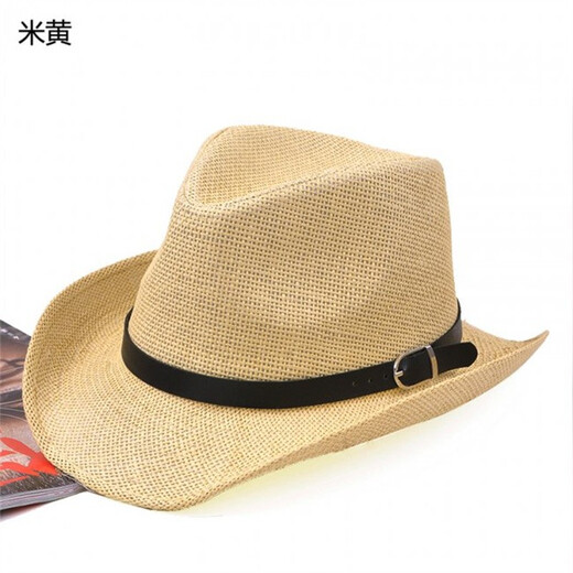 诺芝萌 夏季爵士帽子 中老年男士礼帽 草帽户外遮阳帽男士太阳帽子NF060 米色 均码