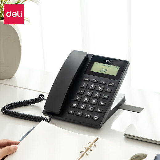 
Wired seated stationary telephone landline 45 angle shape landline office caller ID Deli 13560 black/ext connectable