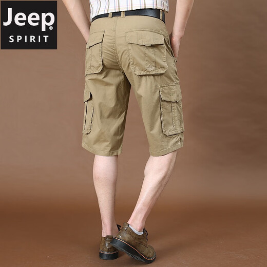 Jeep (JEEP) work shorts men's summer thin pure cotton five-point pants men's large size loose mid-size pants multi-pocket casual shorts 9889 black and blue 40 three feet zero eight