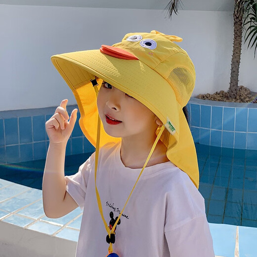 Demi Anesa Kinderhut Sommer Sonnenhut Sonnenhut Big Bim Jungen und Mädchen Sonnenschutzhut UV Fischermütze dunkelblau [kein Pferdeschwanz] 48-54 cm [Hutumfang kann eingestellt werden]