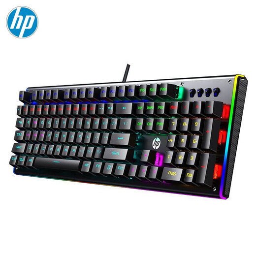 HP (HP) GK600F true mechanical keyboard, side light with cool lighting effect, metal panel, 20 lighting effects, e-sports game office and home keyboard, GK600F [black mixed light black axis]