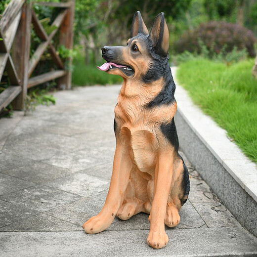 Yue Jixiang Simulation Dog Ornaments Garden Decorations Lucky New Year Lucky Dog Golden Retriever Sculpture Crafts 6001 Sitting Extra Large German Shepherd (Height 0.89 Meters)