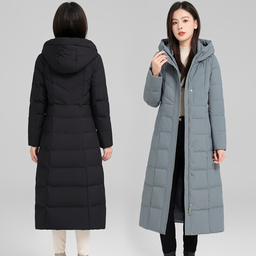 娂娂羽绒服女长款过膝冬季加厚长款2024新款修身时尚白鸭绒妈妈外套 [高端正版服+米灰色]9896 M 建议90-105斤