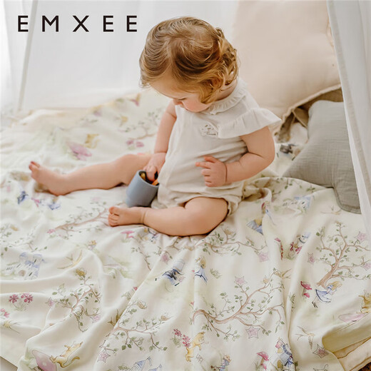 Manxi (EMXEE) baby quilt children's baby blanket kindergarten bamboo fiber gauze quilt recommended 22-30 forest trip 120 140 (cm)