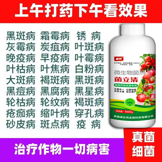 New pathogen clearing microbial agent fungicide fungus bacterial virus disease early and late blight downy mildew powdery mildew bacterium clearing bacteria fungus virus general killing imported super concentrated 500g 2 bottles