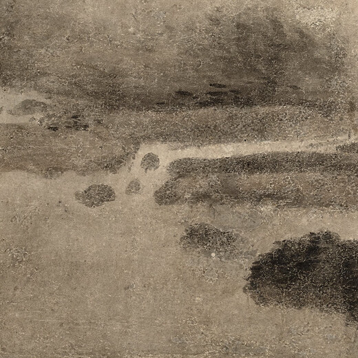 元高然晖山水图古代山水画卷轴名画复仿古画装饰挂画 元倪瓒筠石古槎图12134 40X52厘米（喷绘画心尺寸） 装裱