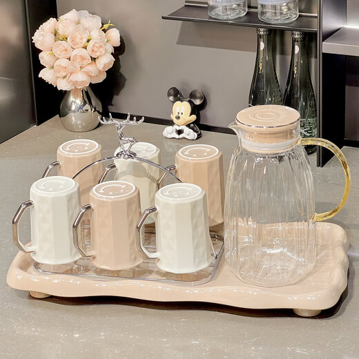 Xibaisheng light luxury water cup set household heat-resistant teapot ceramic cup with handle for family living room entertaining high-end tea set set of 2 ceramic cups 1225 ordinary packaging