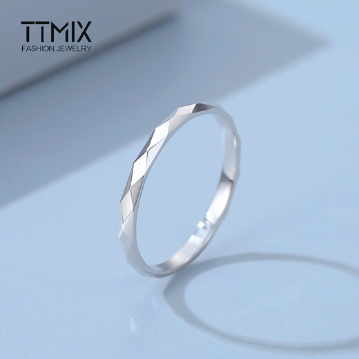 TTMIX platinum ring women's pt950 high-end platinum tail ring geometric rhombus ring for girlfriend 17# 1.5-1.7g