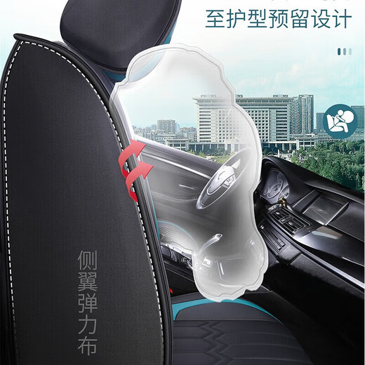 悟界标致408x 508l 408 5008 2008 301 308 307专用坐垫全包围座椅套 经典黑色-豪华版 标致专用/整车五座