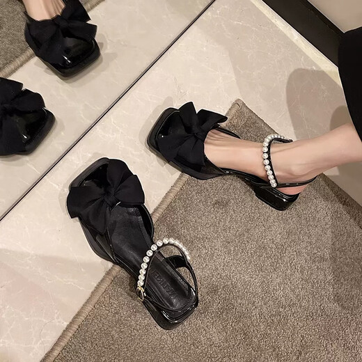 AIZUNSHI niche temperament bag head thick heel sandals women's one-line buckle ins trendy 2025 summer new fairy style skirt 2677 meters white 40 (250mm)