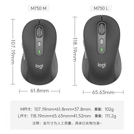 Logitech Select Series M750 Wireless Bluetooth Mouse Wireless Silent Mouse Mac iPad Office Dual-mode Wireless Mouse Cross-device Home Use for Large and Small Hands Unisex M750 Small and Medium Hands - White M