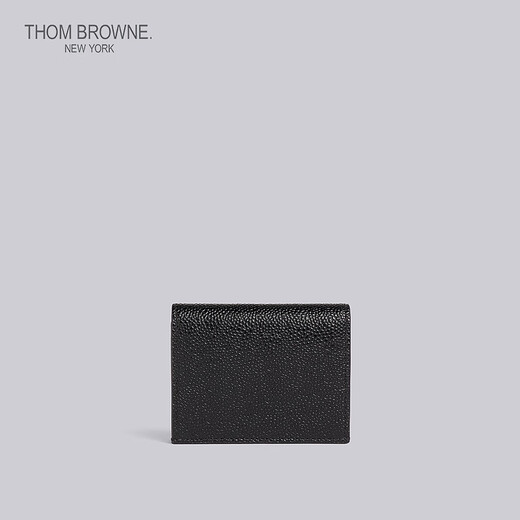 THOM BROWNE TB Custom bronzing pebble leather double-sided card holder black size 00