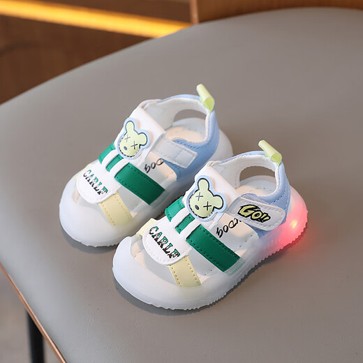 
Babudou lights baby shoes bag toe sandals for summer boys anti-slip soft sole baby toddler shoes beach shoes 01 years old 3 black 718 bear lights sandals size 25 size 16CM