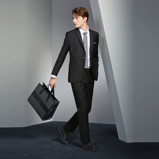 Qipai men's no-iron suit 2025 autumn new business formal wear antibacterial groom and best man wedding suit dress black no-iron 44 B 165/88B