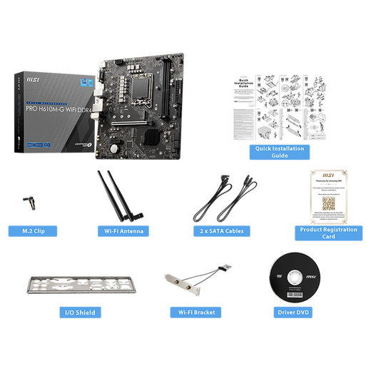 MSI (MSI) 12/13/14. Generation CPU Motherboard Set I3 13100F 14100F 12100F gestreutete Tabletten Pro H610m-G WiFi DDR4 12. Generation I3-12100F gestreutete Tabletten [drei Jahre der Ladenversicherung]