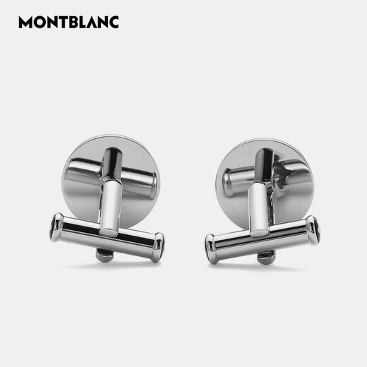 万宝龙（MONTBLANC）男士钢/树脂商务袖扣银色蓝色礼物送男友 116655