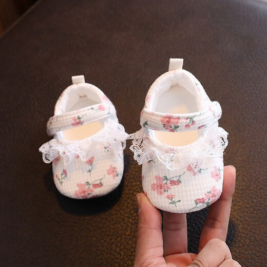 兔兔大文婴幼儿鞋子0-1岁春秋季学步鞋6-12个月女宝宝公主软底棉单步前鞋 山茶花单鞋 1双 均码 内长13cm（建议10-13个月）