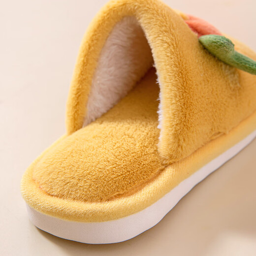 LA CHAPELLE HOMME parent-child cute cartoon warm non-slip soft bottom men's and women's cotton slippers 2302 yellow 38-39