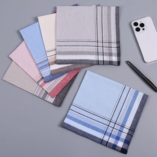 Zeluo nostalgic old-fashioned plaid soft and ancient style men's middle-aged and elderly thin handkerchief cotton sweat-absorbing towel pure cotton retro handkerchief ON# (3 strips) pure cotton about 39CM*39CM