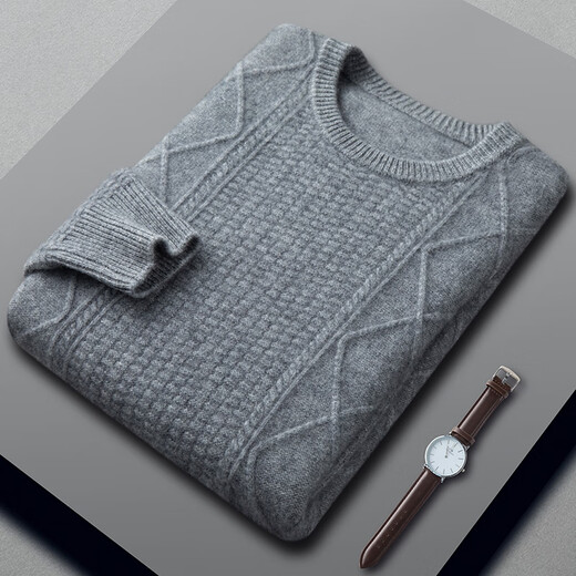 
Pure Ordo City cashmere sweater men's cashmere round neck thickened pullover long-sleeved sweater casual crimp sweater official store flagship 1980 beige L