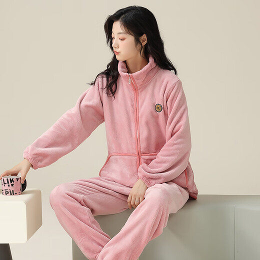 从心珊瑚绒睡衣女秋冬季加厚加绒保暖卡通可爱大码法兰绒女士睡衣套装 O 9209 M 高155-165重80-100斤