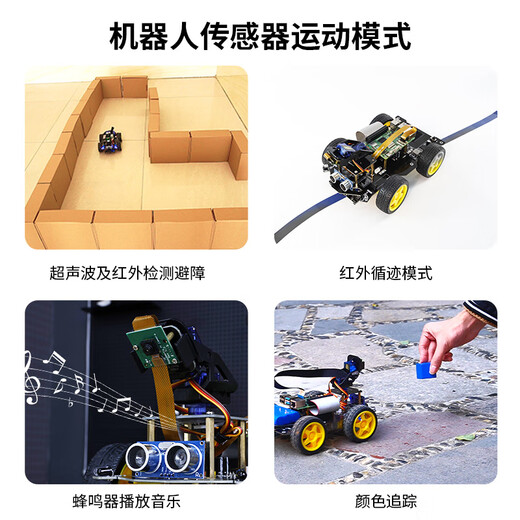 Yahboom Raspberry Pi 5 Artificial Intelligence Car AI Vision Camera Robot Wifi Kit de video Python Estándar oficial + TF Tarjeta (incluida Raspberry Pi 5-8GB Placa base)