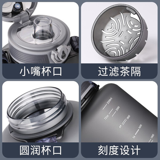 DFIFANTritan large capacity sports water bottle fitness water cup for men and women outdoor travel water bottle summer high temperature resistant plastic cup gray (phantom model) 1500ml