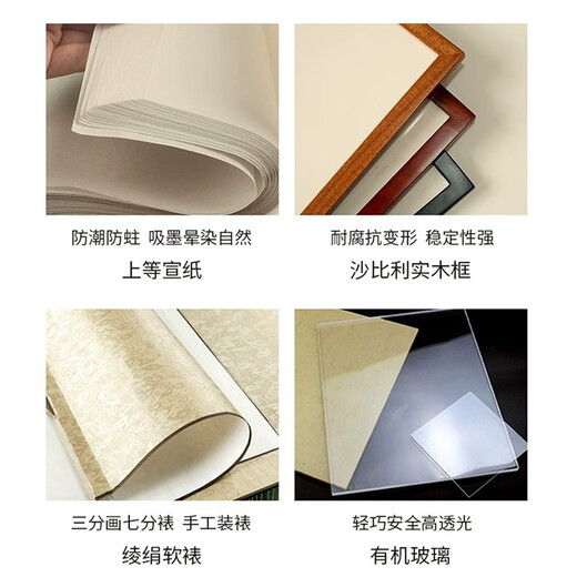 Zhao's Hengxi (ZONLOLV) Chinese ink painting master's pure hand-painted authentic landscape painting collection of water bloom hanging painting restaurant entrance decorative painting thousands of miles of rivers and mountains map feather ink with frame 65cm*65cm