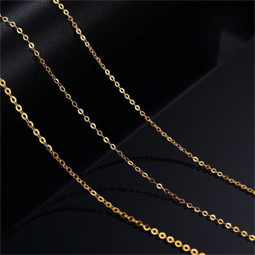 Shizhi 18k gold necklace women's plain chain gold necklace AU750 necklace K gold rose gold platinum clavicle chain flash O chain Au750 flash o chain - gold color 18k + certificate + gift box recommended thickness 1.6mm adjustable 45-47cm long