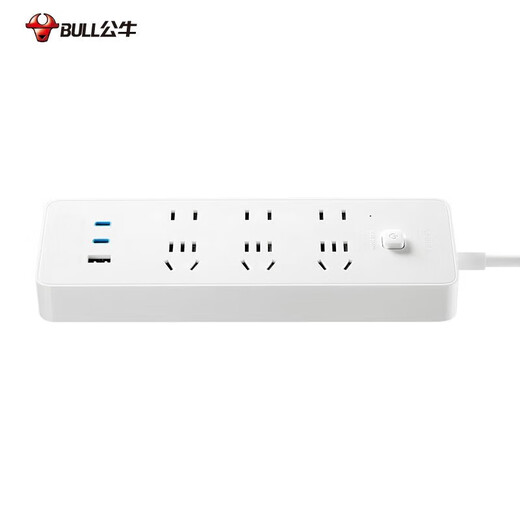 
Bull (BULL) Bull socket creative wall climbing socket office dormitory multi-function USB expansion board with type-c fast charging new national standard power extension cable 1.8 meters U12033 6 plug-in 3 USB [send child buckle]