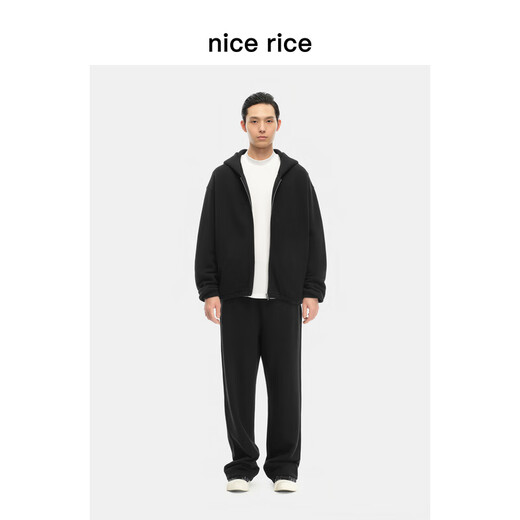 Nice riz bon riz 400g en tout-coton Terry Tissu en moule en bas du fond fait de vieux sweats à capuche lâches NGD12048 lavage noir (400g) xl