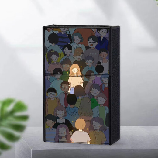 创意充电打火机烟盒一体式便携防风个性粗款可充电20支装藏烟神器 1支 闪闪发亮女tu-844 粗支款【不带点烟器】