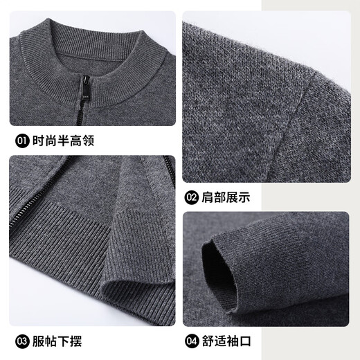 Hengyuanxiang wool sweater men's autumn and winter 100% pure wool sweater warm thickened casual top middle-aged men's sweater cardigan