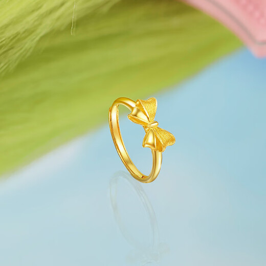 Saturday Fortune (ZLF) Gold Ring Women's Pure Gold Bow Ring Gentle Girly Heart Price No. 13-2.83g